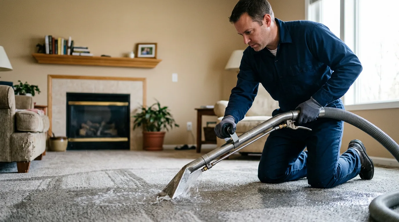 Water damage restoration technician working near Athens, MI